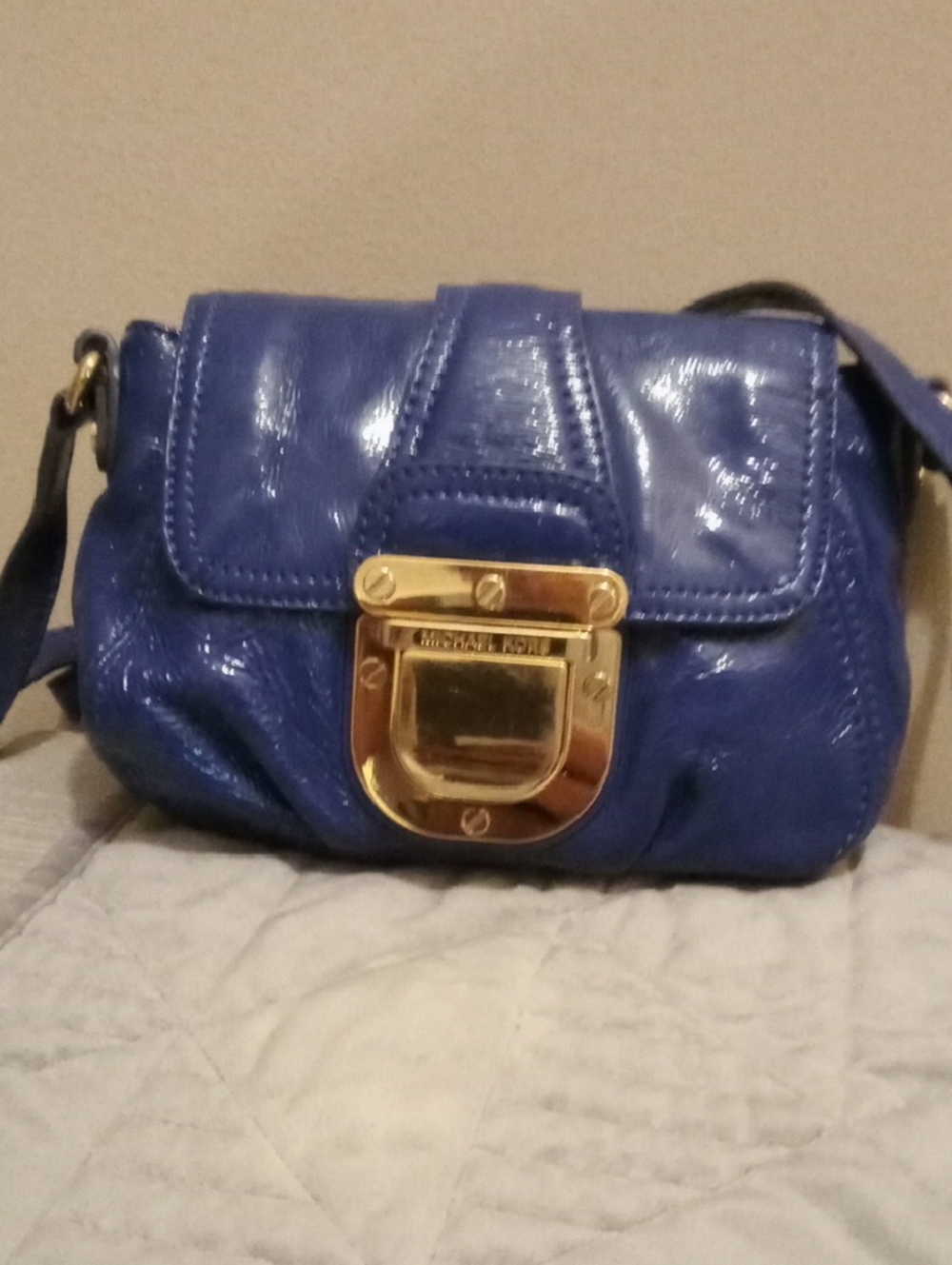 Michael Kors Vintage patent Leather Blue Crossbody.